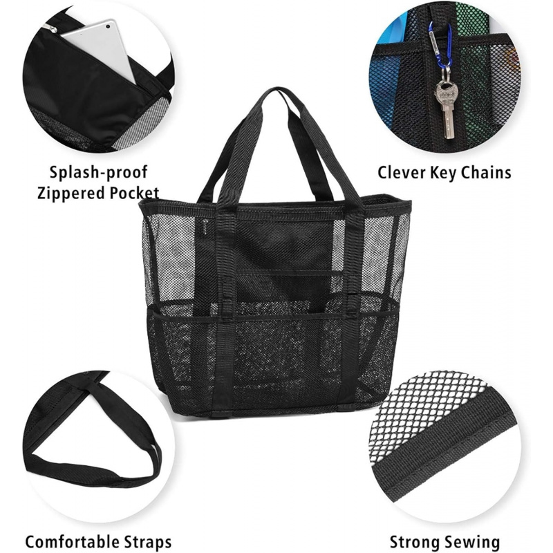 特大メッシュビーチバッグ 9ポケット付き 速乾性 砂が入らな - Dry Bag Roll Top のレビューと価格