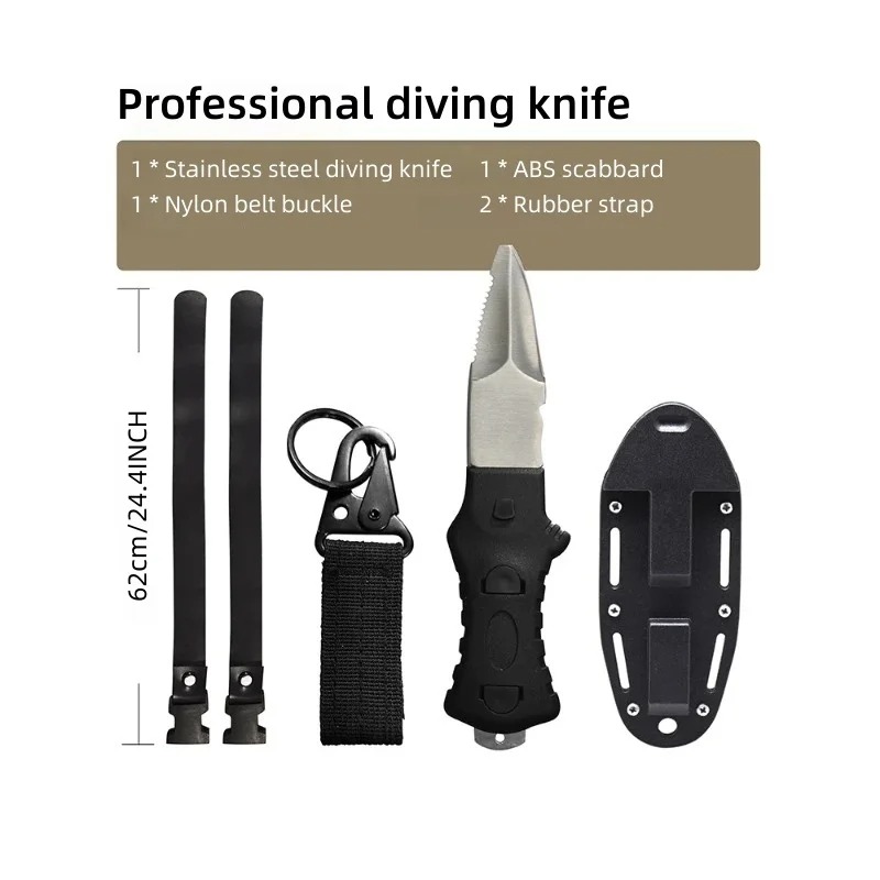 屋外水難救助ナイフ、ロープカッター付きステンレス鋼ダイビング - Dive Knife Titanium のレビューと価格
